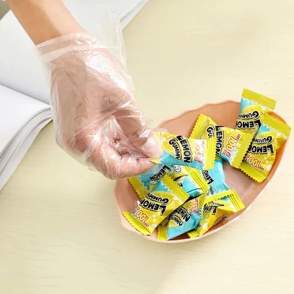 100 Pcs – Disposable Plastic Hand Gloves For Baking Home, Kitchen  Use.