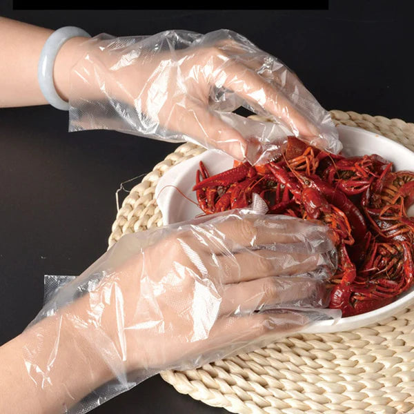 100 Pcs – Disposable Plastic Hand Gloves For Baking Home, Kitchen  Use.