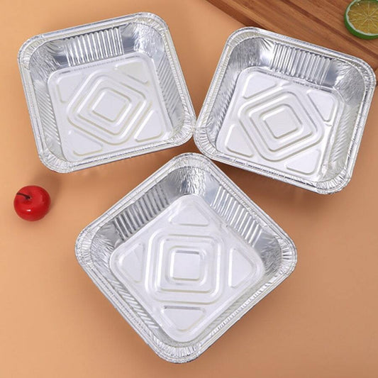 Square Aluminum Foil Food Container | Disposable Aluminium Food Plate Bowl – 10pcs