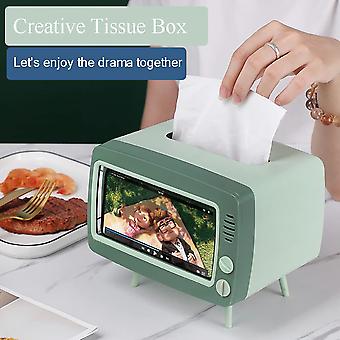 2 In 1 Tv Shape Tissue Box & Mobile Phone Or Photo Holder | Creative Tissue Boxes Retro Television Phone Holder (random Color)