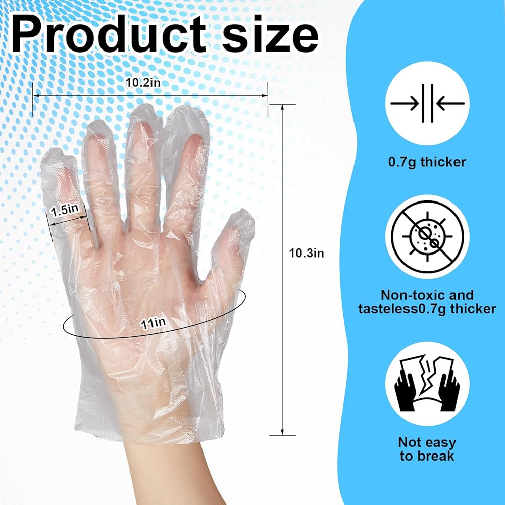 100 Pcs – Disposable Plastic Hand Gloves For Baking Home, Kitchen  Use.