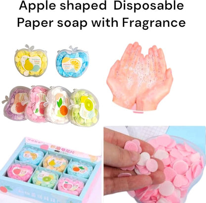 Apple Shape Transparent Paper Soap Box Mini Portable Travel Soap – Small Box (random Flavor)