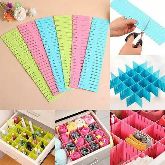 4 Pcs – Diy Plastic Drawer Grid Separator Divider Partition Storage Organizer (random Color)