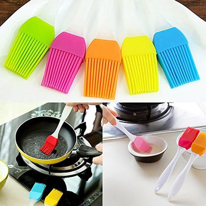 Pack Of 6 – Silicone Pastry Basting Bbq Brush | Oil Butter Cream Spreading Brush (random Color)