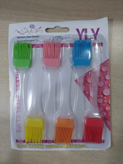 Pack Of 6 – Silicone Pastry Basting Bbq Brush | Oil Butter Cream Spreading Brush (random Color)