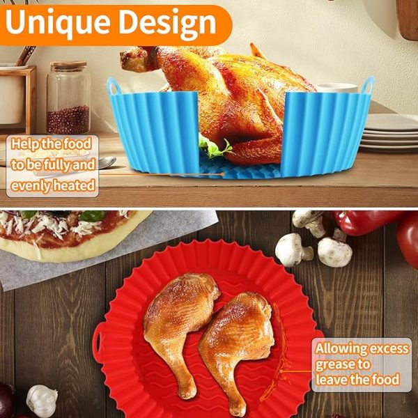 Silica Gel Baking Tray | Airfryer Silicone Pot | Silicone Round Air Fryer Liner With Handle Non-stick Heat Resistant (random Color)