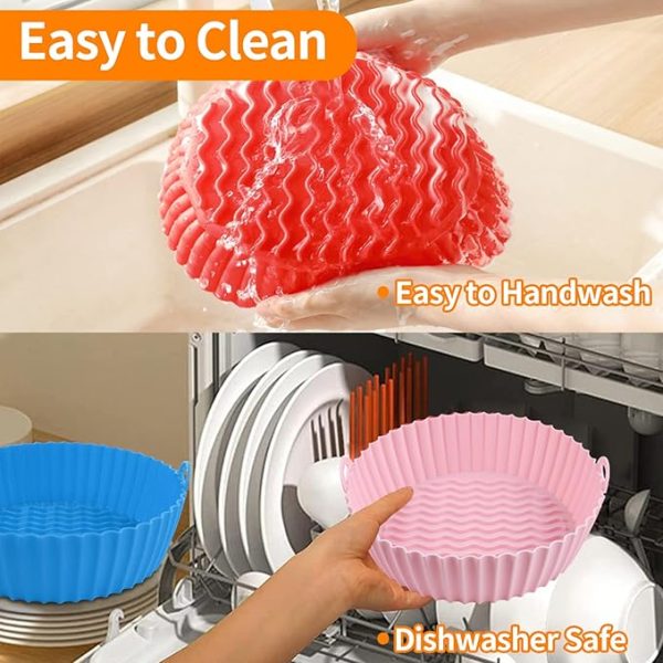 Silica Gel Baking Tray | Airfryer Silicone Pot | Silicone Round Air Fryer Liner With Handle Non-stick Heat Resistant (random Color)