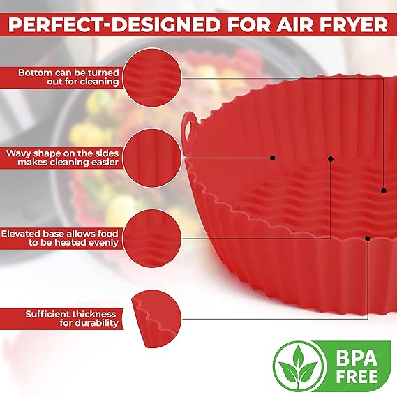 Silica Gel Baking Tray | Airfryer Silicone Pot | Silicone Round Air Fryer Liner With Handle Non-stick Heat Resistant (random Color)