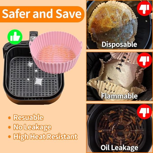 Silica Gel Baking Tray | Airfryer Silicone Pot | Silicone Round Air Fryer Liner With Handle Non-stick Heat Resistant (random Color)