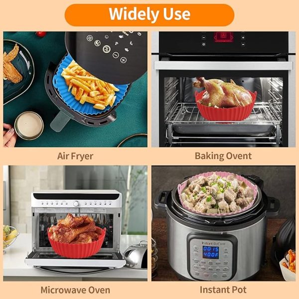 Silica Gel Baking Tray | Airfryer Silicone Pot | Silicone Round Air Fryer Liner With Handle Non-stick Heat Resistant (random Color)